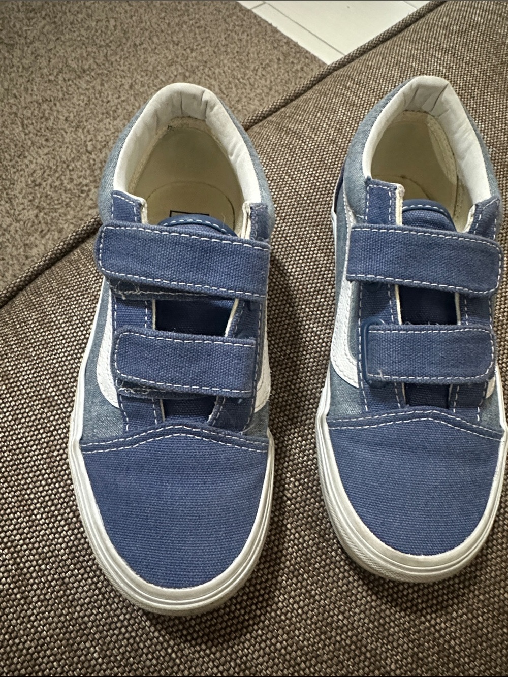 VANS Kids Blue Canvas Velcro Sneakers